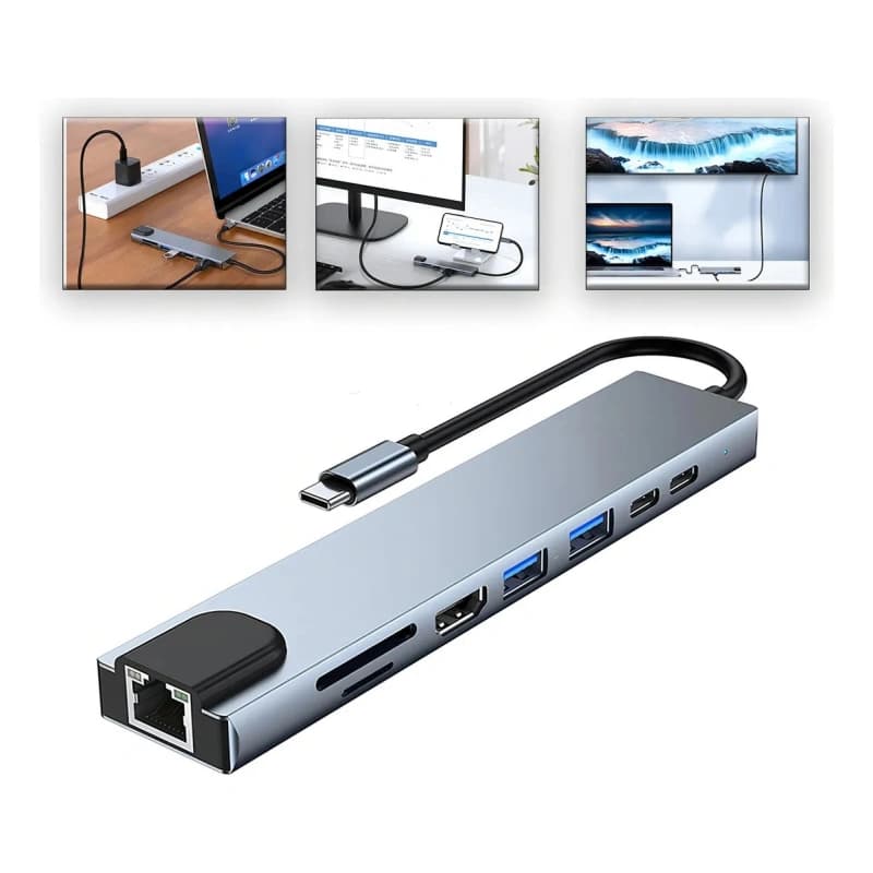 Adaptador Hub para Macbook Air M1 M2 8 en 1 USB-C Hdmi 4k.81